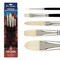 Creative Mark Pro Stroke Premium White Chungking Hog Bristle Artist Paint Brush - Explorer Set of 5 - Natural Bristle Brush w/ Soft Touch Handle for Oils, Watercolors, Acrylics, Alkyds, Caseins